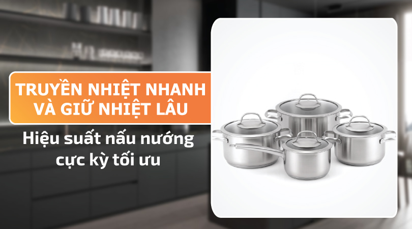 Bộ nồi inox Malloca SA-4002 - Truyền nhiệt nhanh